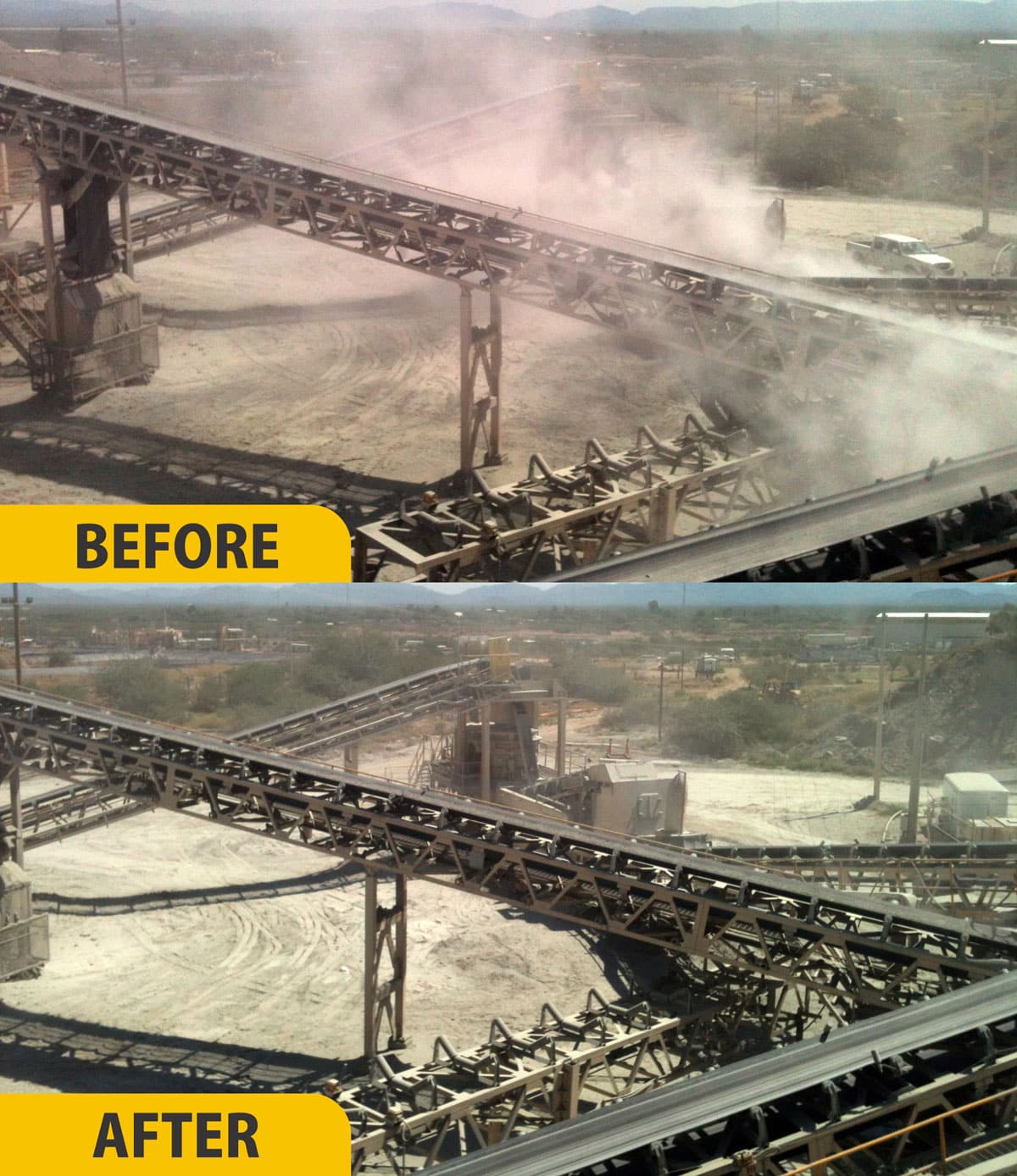 NESCO Solutions dust suppression before and after