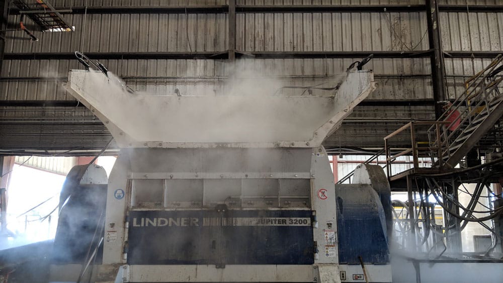 Dust suppression on crushing and screening at biomass and recycling operation