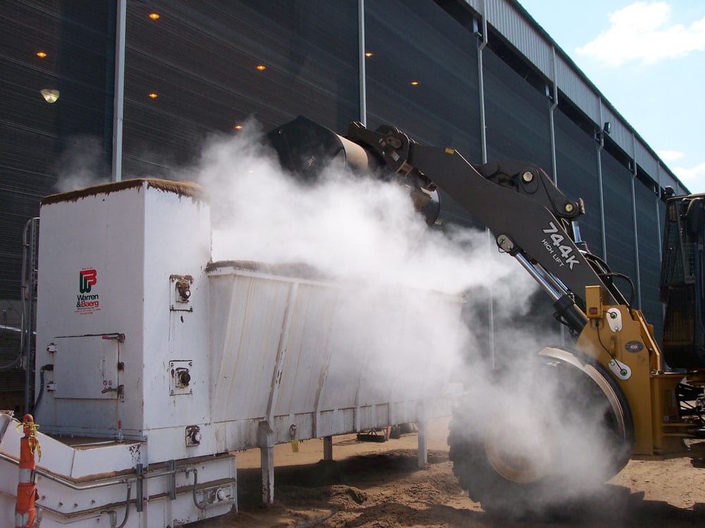 Dust suppression on truck dump at biomass and recycling operation